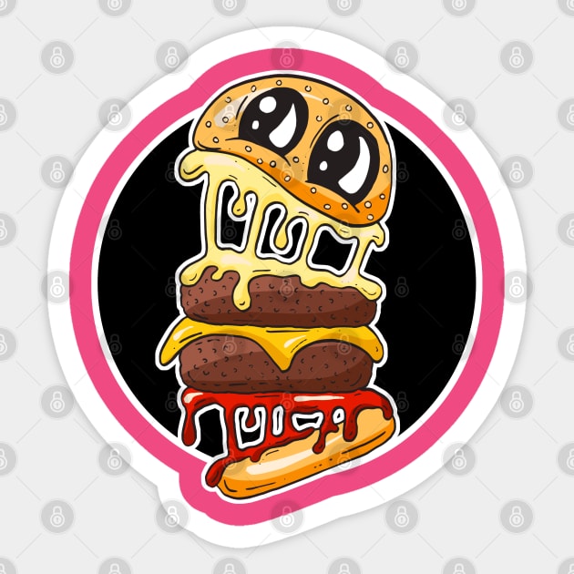 Sweet Cheeseburger Cartoon Character Sticker by Squeeb Creative